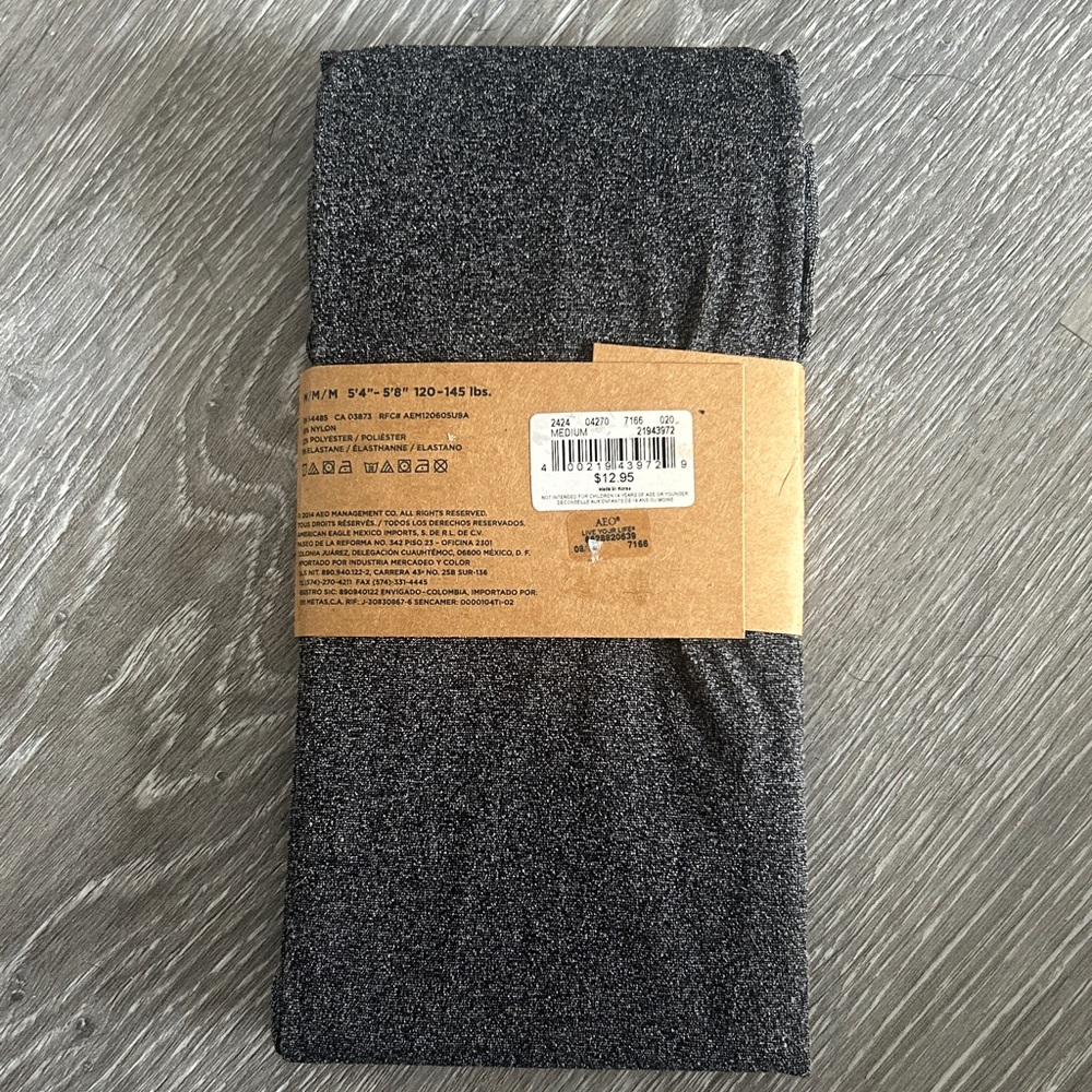 American Eagle Outfitters Dark Gray Footed Tights Size Medium NWT - Picture 2 of 3